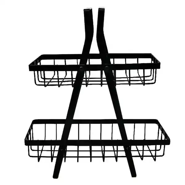 Global Offer Organizador de Cocina 2 Niveles Negro