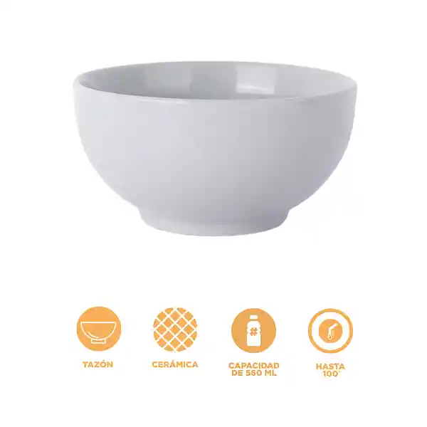 Tazón de Cerámica Serie Silver Grey Gris Miniso