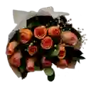 Flores Bouquet 12 Rosas Salmon Frescas