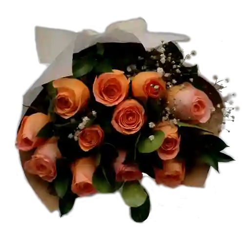 Flores Bouquet 12 Rosas Salmon Frescas