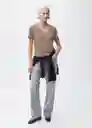 Camiseta Linito Taupe Talla S Mujer Mango