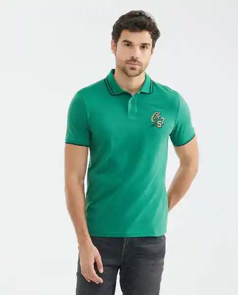 Camiseta Neck Details Masculino Verde Mirto Oscuro S Chevignon