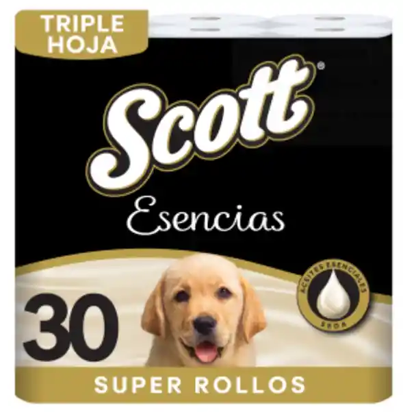Papel Higiénico Scott Esencias Triple Hoja - 30 rollos