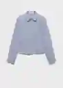 Camisa Spiga Celeste Talla L Mujer Mango