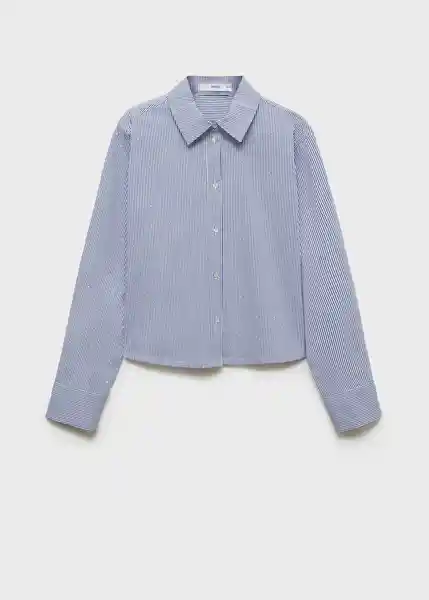 Camisa Spiga Celeste Talla L Mujer Mango