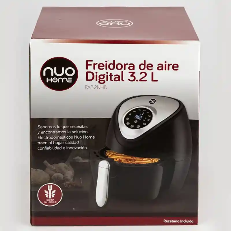 Nuo Home Freidora Aire Digital Negra 3.2 L Fa3.2Nhd