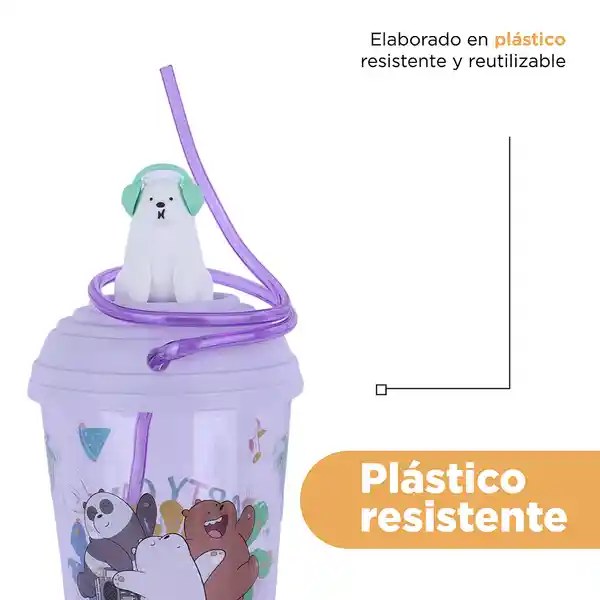 Vaso de Plástico de Con Pitillo en Espiral Polar Miniso