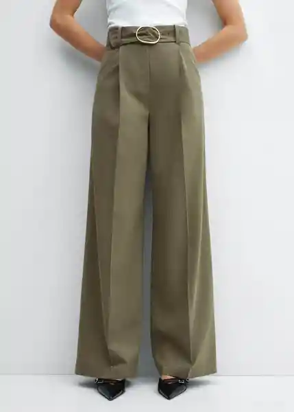 Pantalón Angie Khaki Talla 40 Mujer Mango
