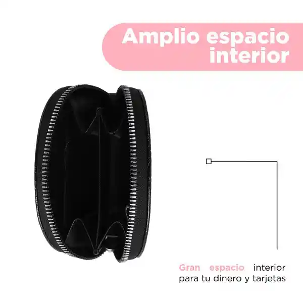 Tarjetero Media Luna Craquelado Negro Serie Miniso