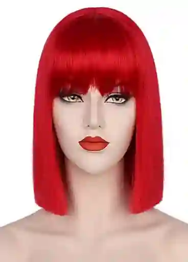 Ad Peluca Lisa Corta Roja