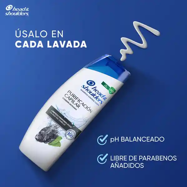 Shampoo Head Shoulders Purificacion Capilar Carbon Activado Control Caspa Champu Head and Shoulders 180 ml