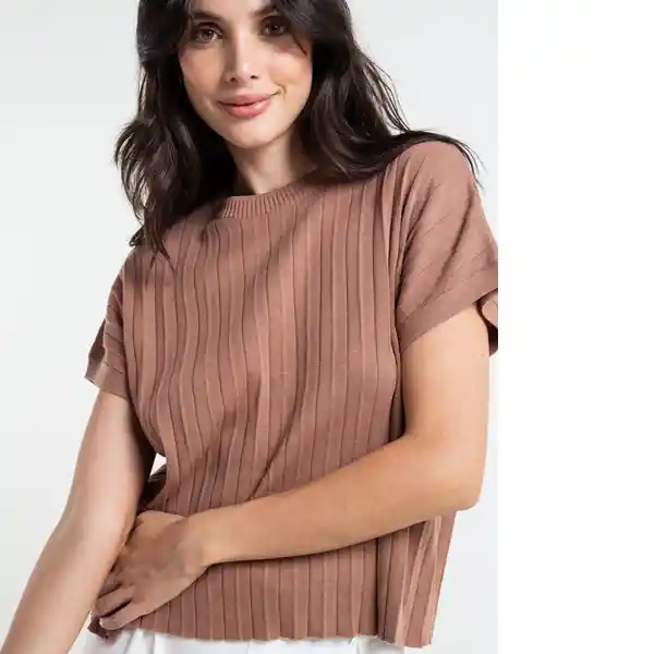  Saco Tejido Rubi Cafe Castor Medio Talla L Naf-Naf 