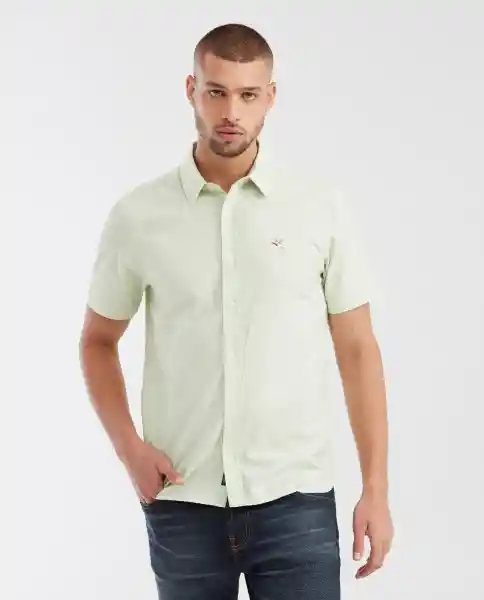 Camisa Oxford Manga Corta Verde Cisca Claro Talla M Chevignon
