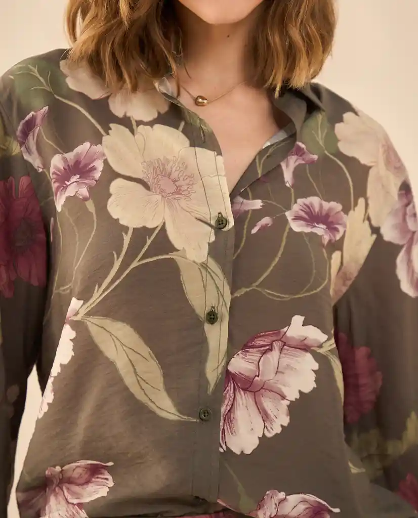 Camisa Verde Aceituna Oscuro Talla M 412G001 Esprit