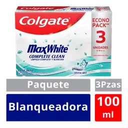 Crema Dental Colgate Max White Complete Clean 100 mL x 3 Und