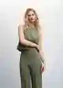 Pantalón Cintia Khaki Talla 18 Mujer Mango