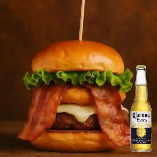 Combo Hamburguesa Talla XL + Cerveza Corona Bot. 355ml