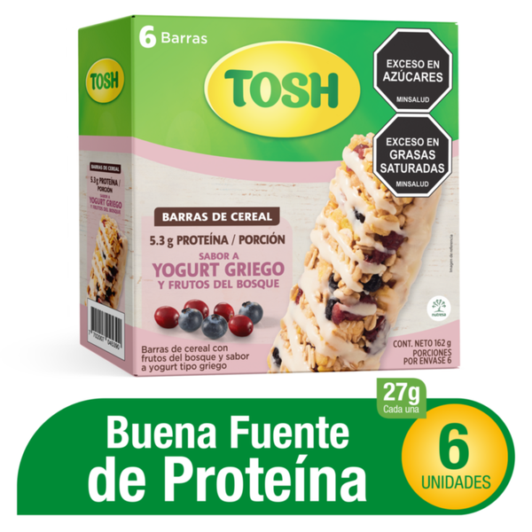 Tosh Barra de Cereal Frutos del Bosque y Yogur Griego 162 g