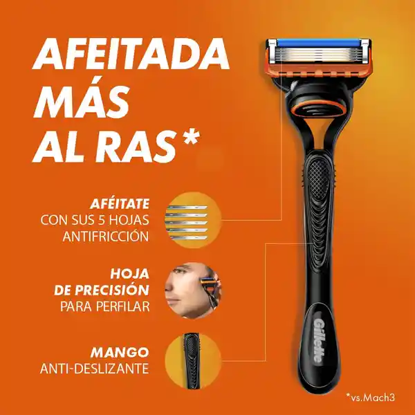 GILLETTE Fusion 5 Repuestos Cuchilla de Afeitar Máquina de Afeitar Hombre con 5 Hojas Afeitado más al Ras Afeitadora para Hombre 2 Uds