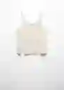 Top Bord  Off White Talla L Mujer Mango