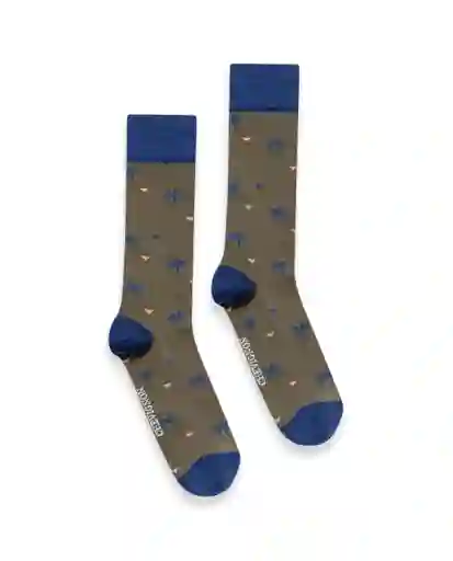 Medias Racing Masculino Azul Empolvado Medio T. 10-12 Chevignon