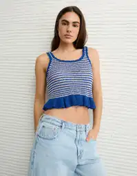 Suéter Tejido Mujer Azul Talla Medium 1650425 American Eagle