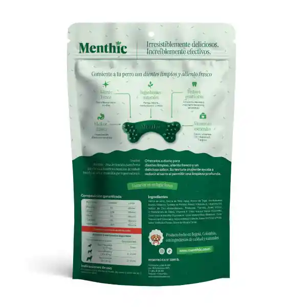  Menthic Huesos Talla S. Snacks Dentales x 9 unidades (79 gr)