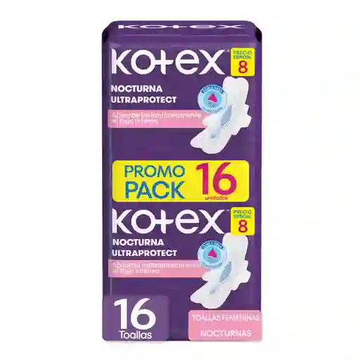 Kotex Toalla Femenina Nocturna 16 Und