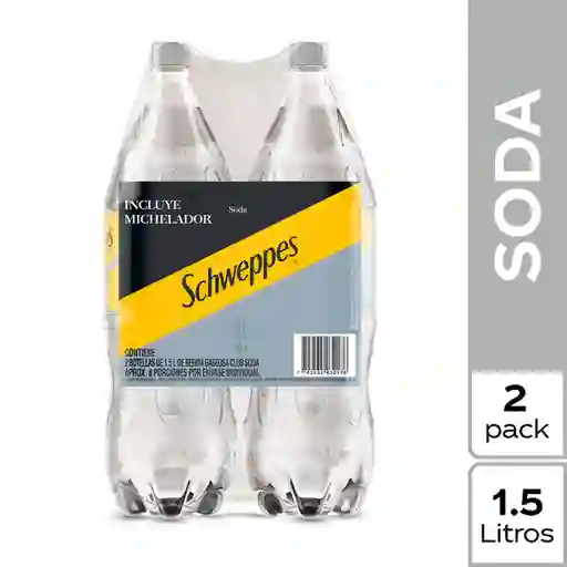 Soda Schweppes 1.5L x 2 Unds + Gratis michelador