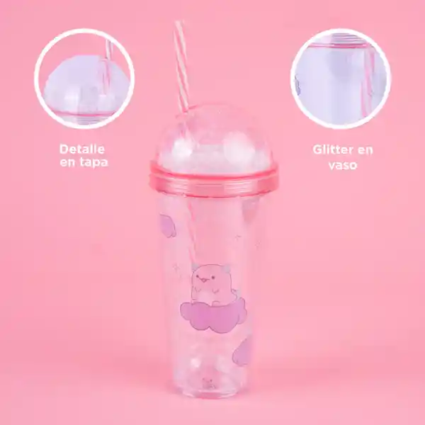 Vaso de Plástico de Con Pitillo Axolotl Story 350 mL Miniso