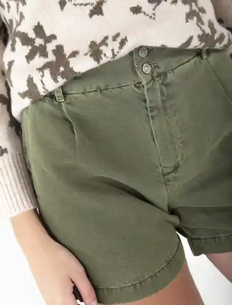 Short De Tiro Alto Verde Cocodrilo Oscuro Talla 4 Mujer Naf Naf