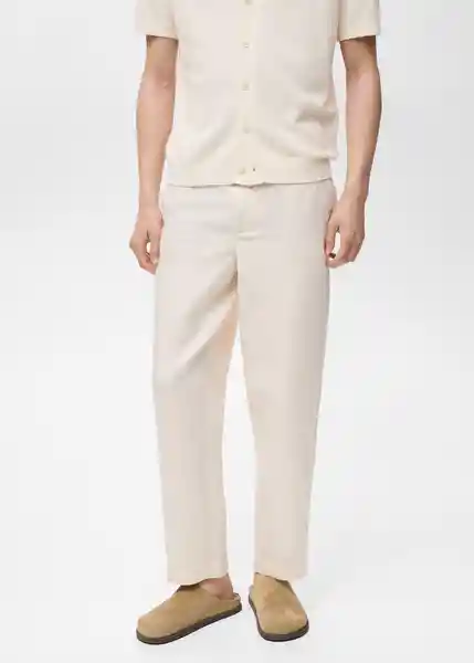 Pantalón Rustic Marfil Talla 40 Hombre Mango