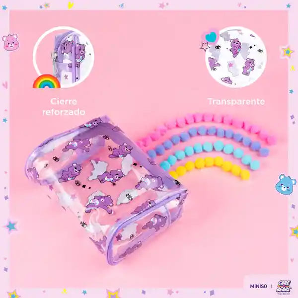 Cosmetiquera Care Bears Transparente Multi Print Morado Miniso