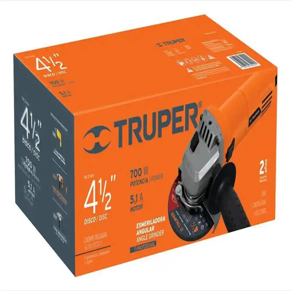 Pulidora Truper Angular 41/2 In Profesional 700 W 14013