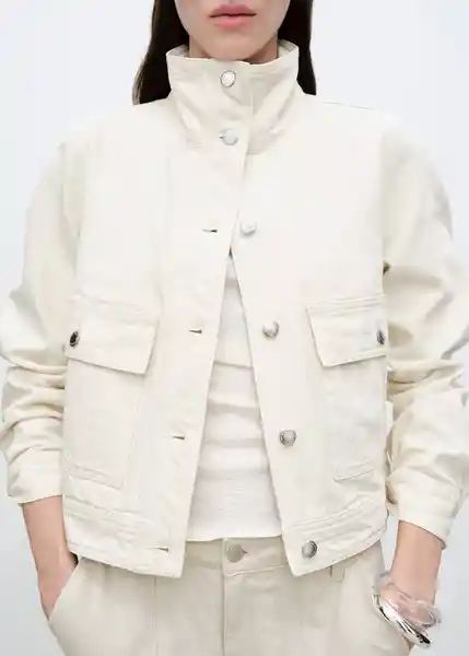 Chaqueta Cazadora Mara Offwhite Talla S Mujer Mango