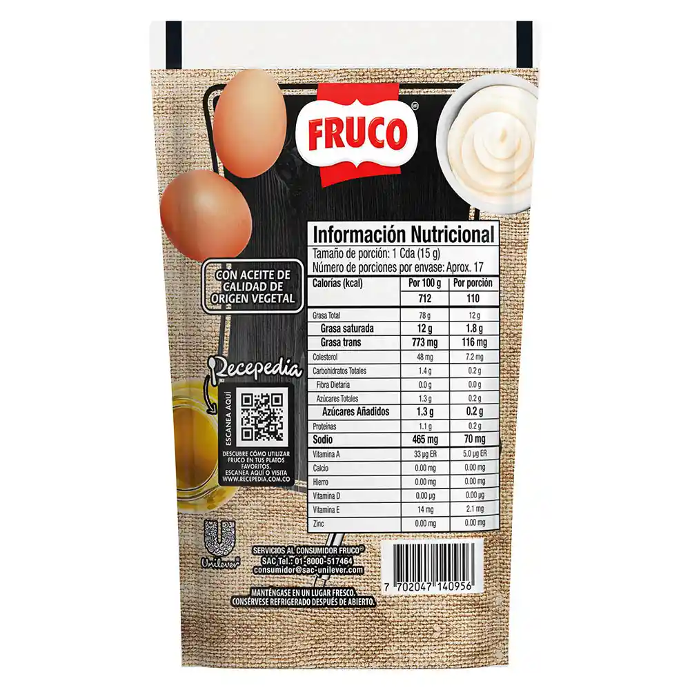 Mayonesa receta Artesanal Fruco 250G