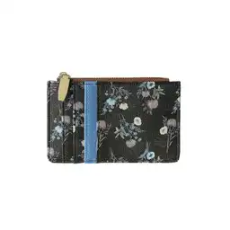 Miniso Tarjetero Con Patrón de Flores Watercolor Negro