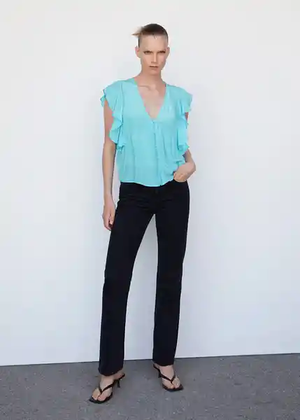 Blusa Sandro Azul Talla S Mujer Mango