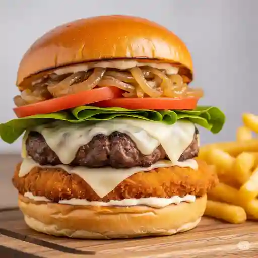 Hamburguesa mixta (res y pollo)