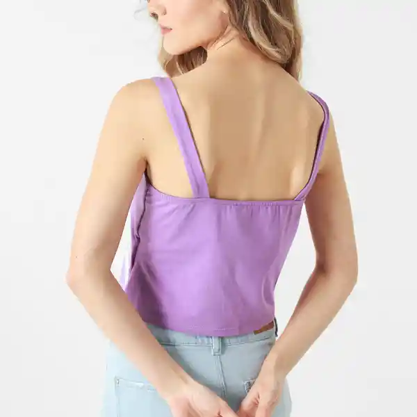 Camiseta Cuello Redondo Manga Tiras Morado Talla M 698252