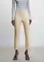 Pantalón Malú 4-H Beige Talla 40 Mujer Mango