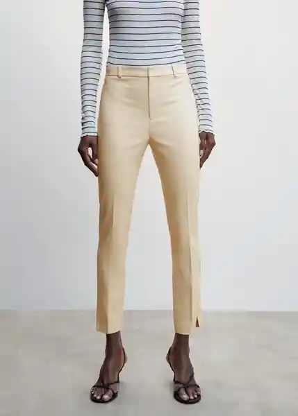 Pantalón Malú 4-H Beige Talla 40 Mujer Mango