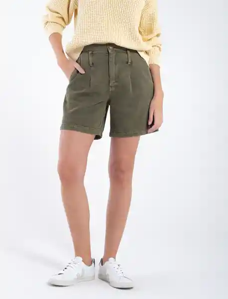 Short Denim Verde Agave Oscuro Talla 10 Mujer Naf Naf