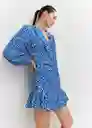 Vestido Fresa Azul Talla M Mujer Mango