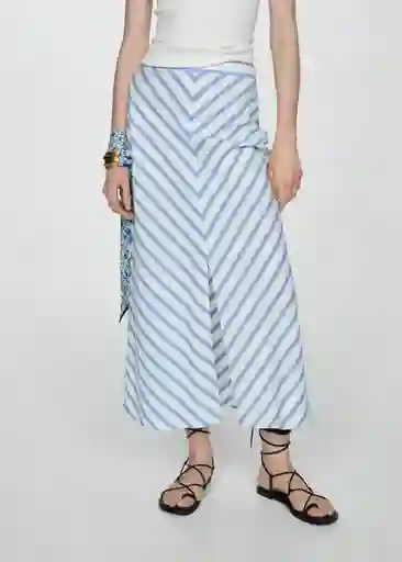 Falda Marina Blanco Talla 38 Mujer Mango