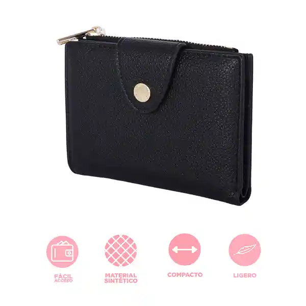 Monedero Textura Granulada Negro Miniso