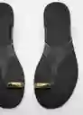 Sandalias Ring Negro Talla 41 Mujer Mango