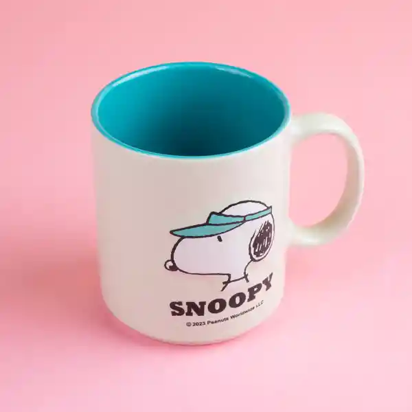 Taza Colección Snoopy Summer Travel en Relieve Bicolor Miniso