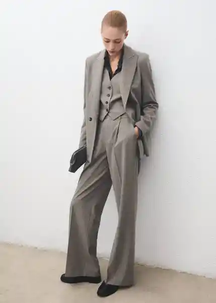 Blazer Americana Puglia Gris Talla L Mujer Mango