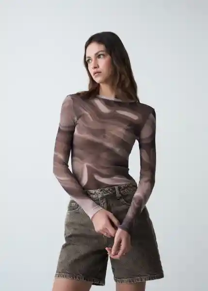 Camiseta Mujer Gris Rocoso Claro Talla S 409g008 Naf Naf